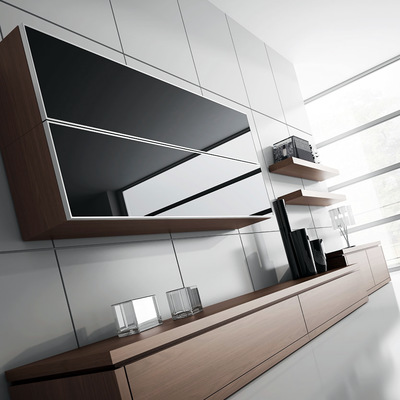 Guillotina Area perfil alumini cromat vidre negre