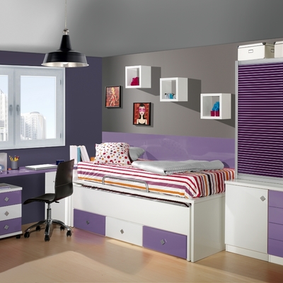 Habitación color blanco y rosa