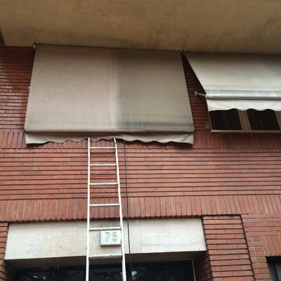 Limpieza de toldo con contaminacion 