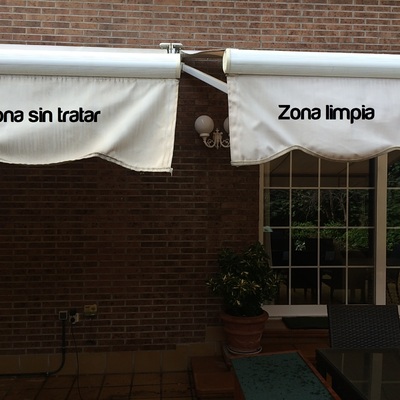 Limpieza de toldo blanco