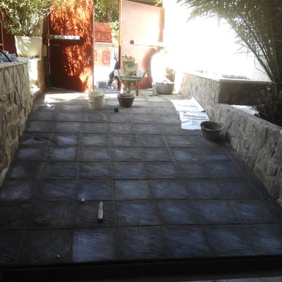 Rampa de garaje solado con terrazo