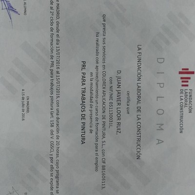 Diploma Laboral de la  construción.