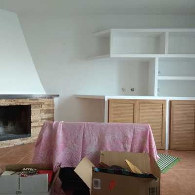 mueble mural y chimenea