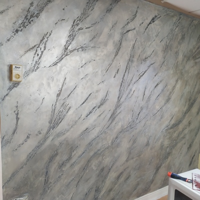 Pared piedra partida gris perlado