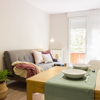 detalle reforma y home staging apartamento urbano. Salón comedor