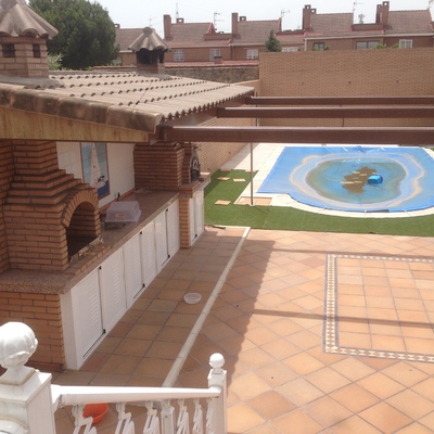 porche y horno de obra