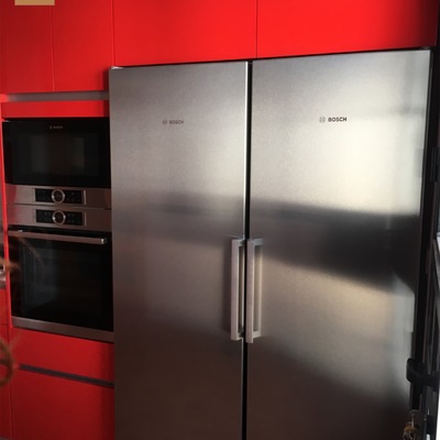 Cocina lacada en rojo