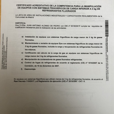 certificado manipulador gases fluorados