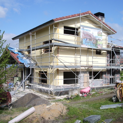 Fachada de aislamiento de aislone mortero termo-aislante de Weber y piedra