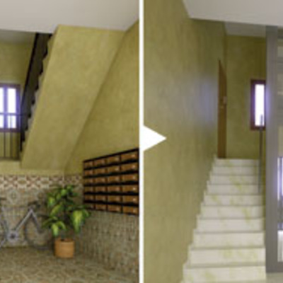 Instalación de ascensor en edificio de viviendas