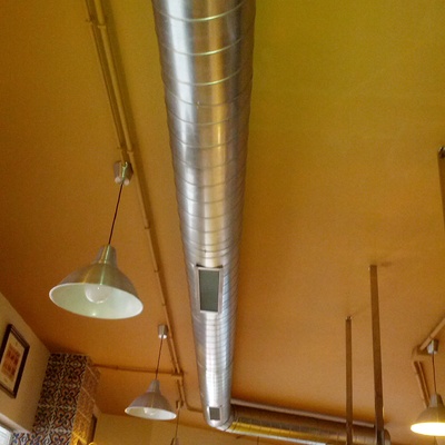 Instalacion vista conducto galvanizado.