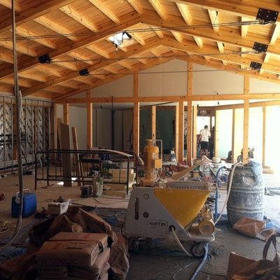 interior de aislantes y pladur.