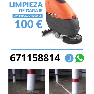 Limpieza de garaje con fregadora