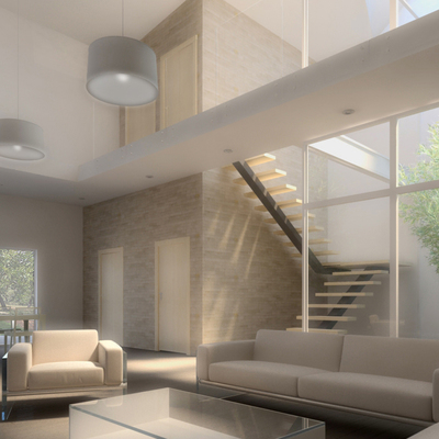 Interior de vivienda unifamiliar entre medianeras