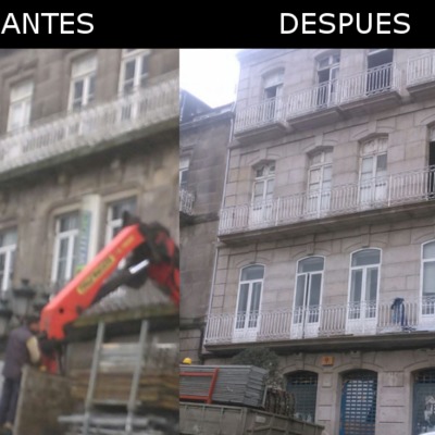 Lavado de fachada en edificio en el centro de la ciudad