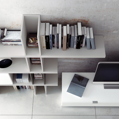 Llibreria TK.2 lacada blanc mate / gris mate