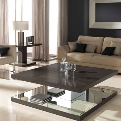 Mesa de Centro Espejo-Bar y Nogal Español 