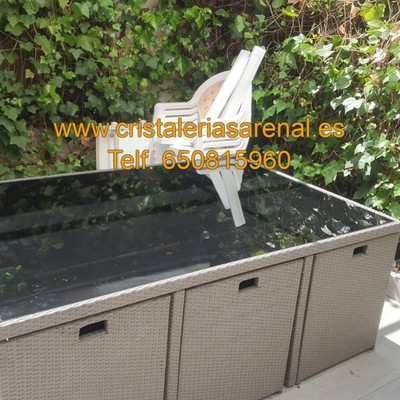 Cristal mesa jardín