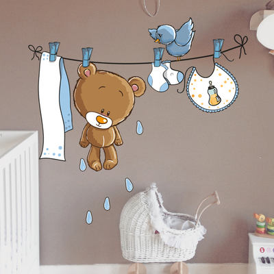 Vinilo infantil Oso tendedero
