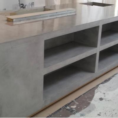 Mueble de cocina revestido con microcemento gris