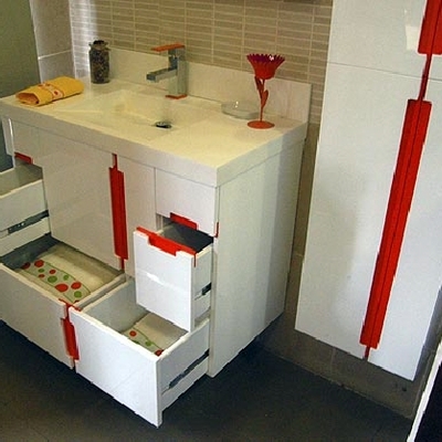 MUEBLE MODELO OSLO, BLANCO Y NARANJA