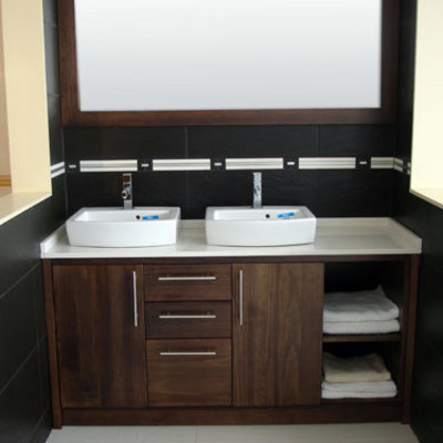 Mueble wengue con encimera compac blanco micro