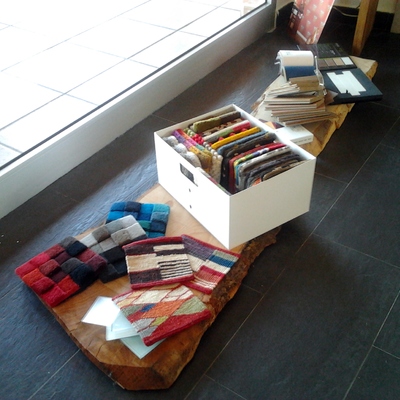 Muestras de alfombras en el estudio