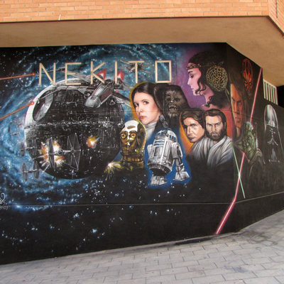 Decoración mural comercial.