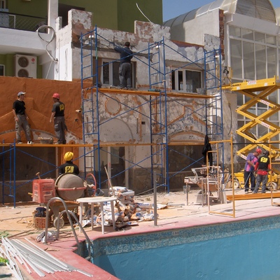 Obras reabilitación fachada hotel
