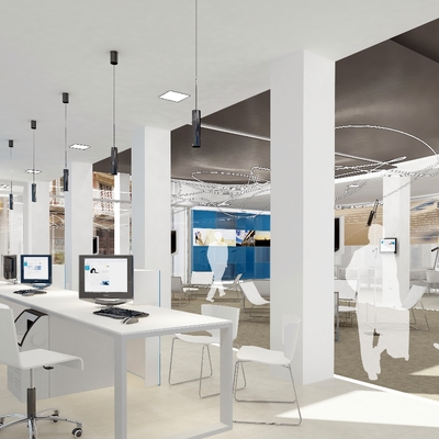 Oficina bancaria. Nova distribució i diseny interior.