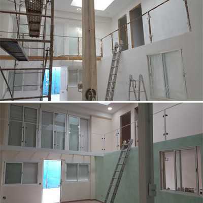 Salón realizado liso y decorado en Arteco verde