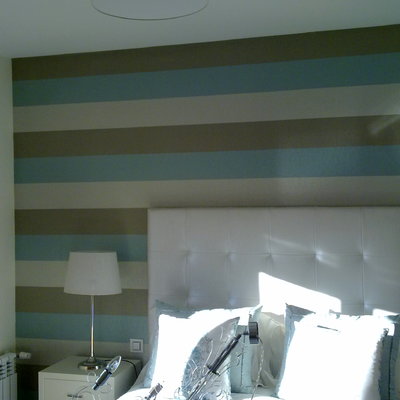 pintura lisa en paramentos cabaecero en papel pintado colocacion horizontal