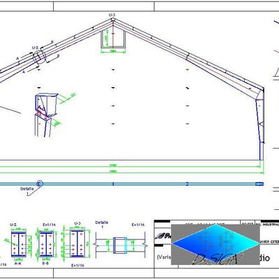 Portico sección variable nave almacen de grano.