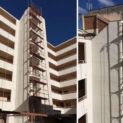 Trabajos de rehabilitación de fachada comunitaria