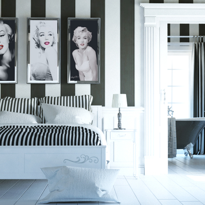 Render 3D dormitorio blanco romántico