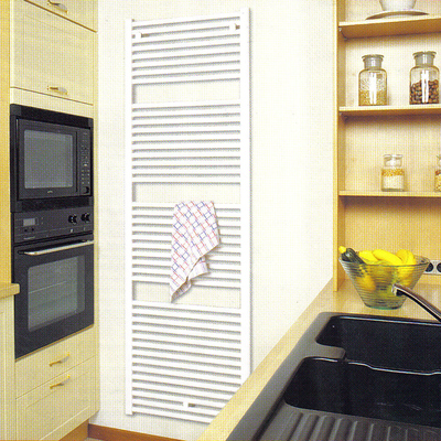 Radiador toallero en cocina .