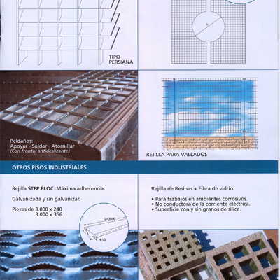 Rejilla-Tramex a medida, antideslizante, Rejilla tipo PRFV, peldaños.