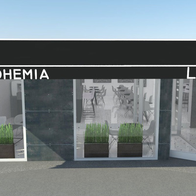 Diseño Fachada Principal para cafetería