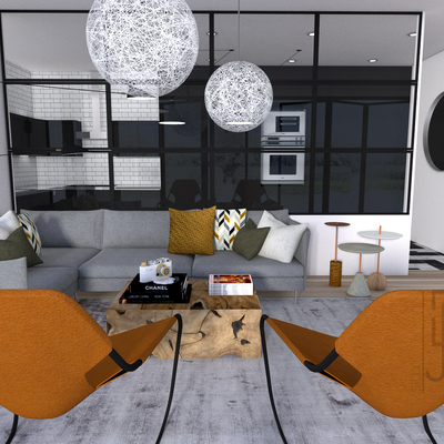 Salón Cocina semi-integrada