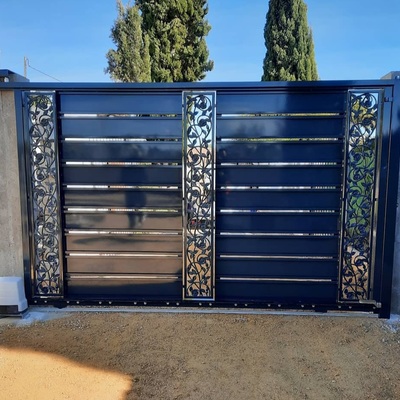 Puerta corredera de diseño en gris 7016 brillo vista interior