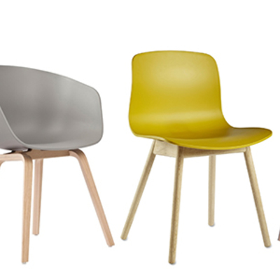 Sillas en plástico y madera para hostelería