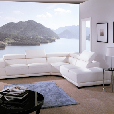 Sofa rinconera en pel blanca 