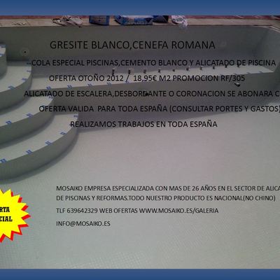 SUPER OFERTAS EN GRESITE PISCINAS MAS ALICATADO PRECIOS 2012