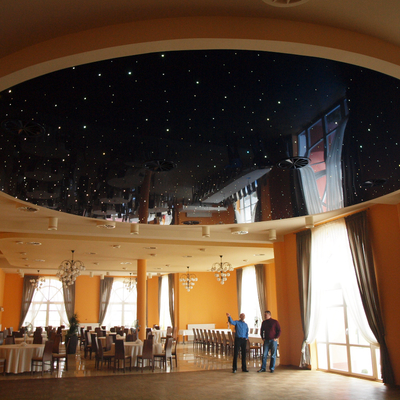 Techo tensado lacado y fibra óptica