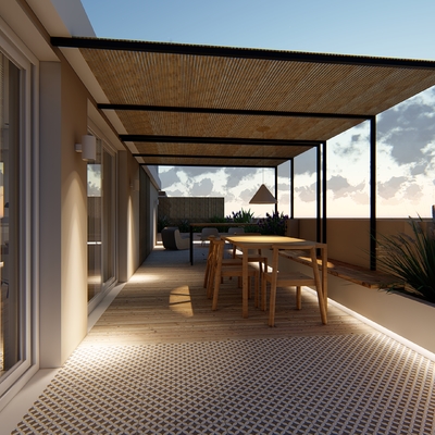 Iluminación nocturna terraza