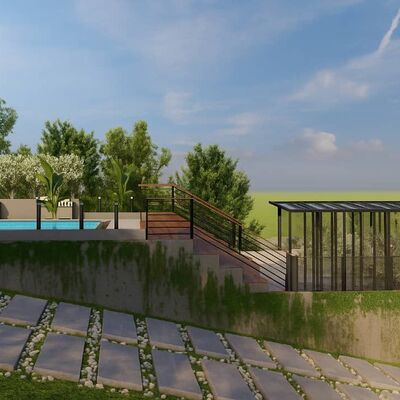 Piscina con accesos acondicionados y áreas diferenciadas