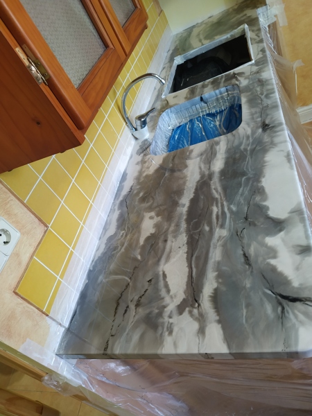 Restauracion Encimera porcelanato líquido