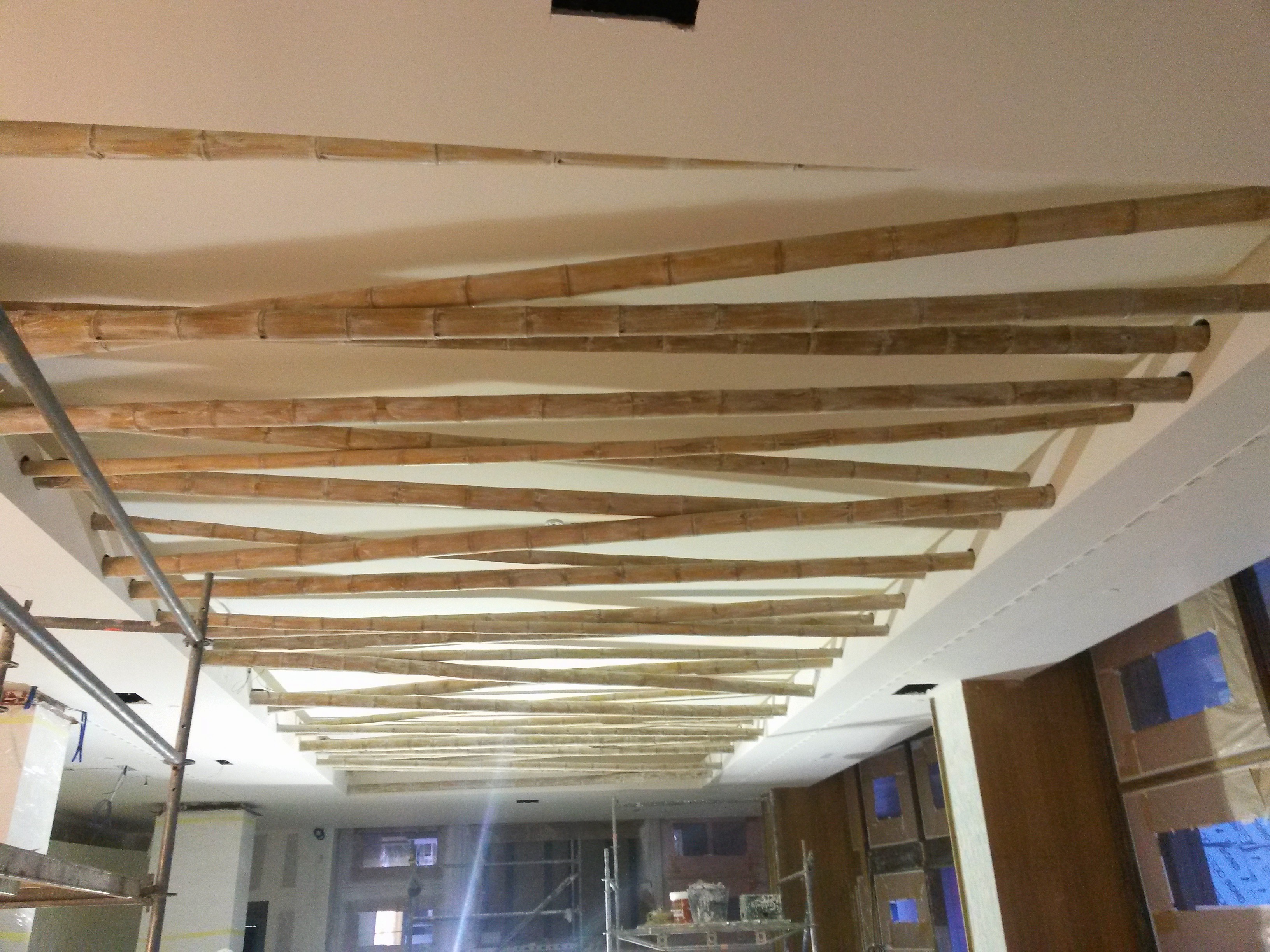 Techo cañas bambú zona lobby