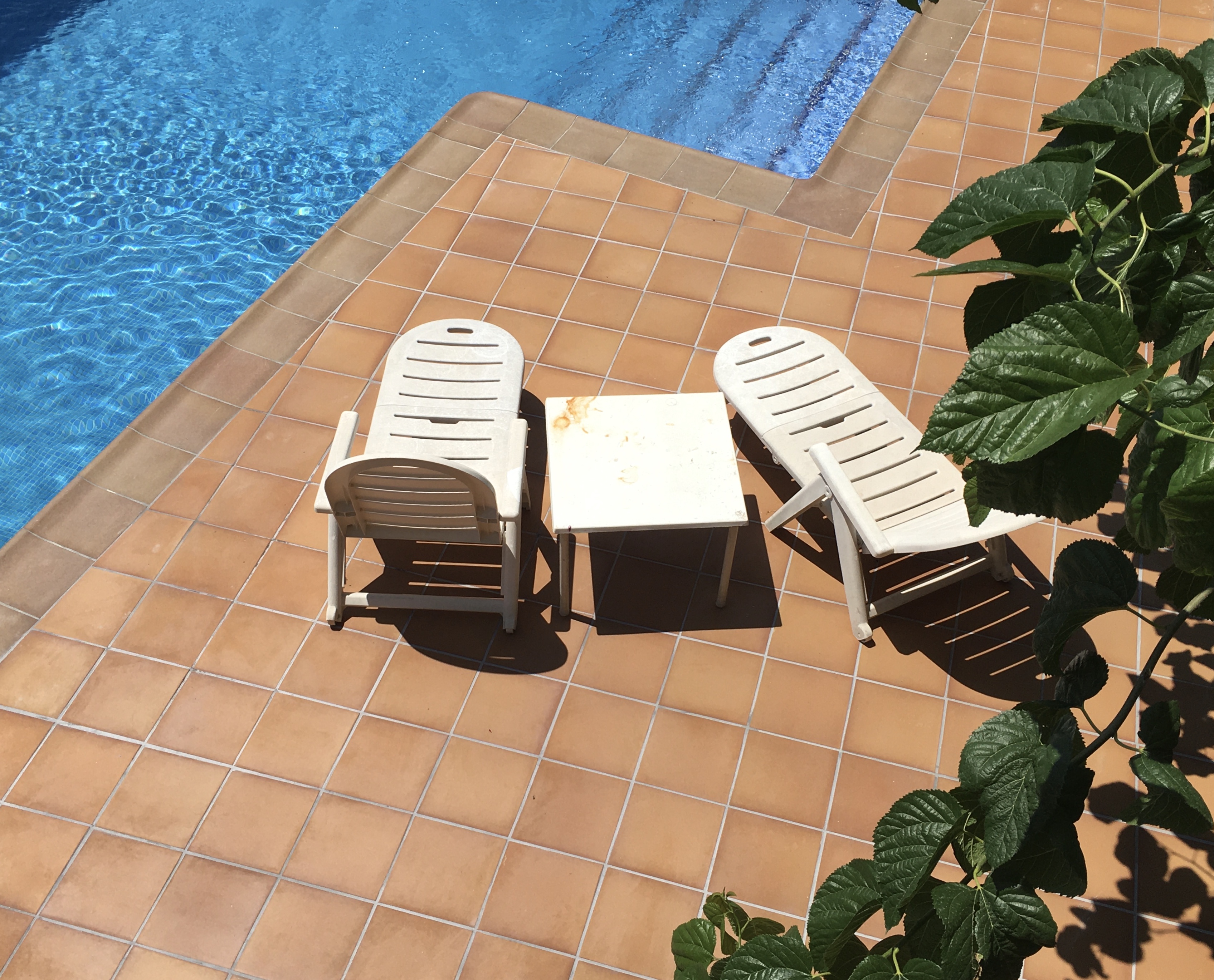 Coronación de piscina con baldosa tipo grés