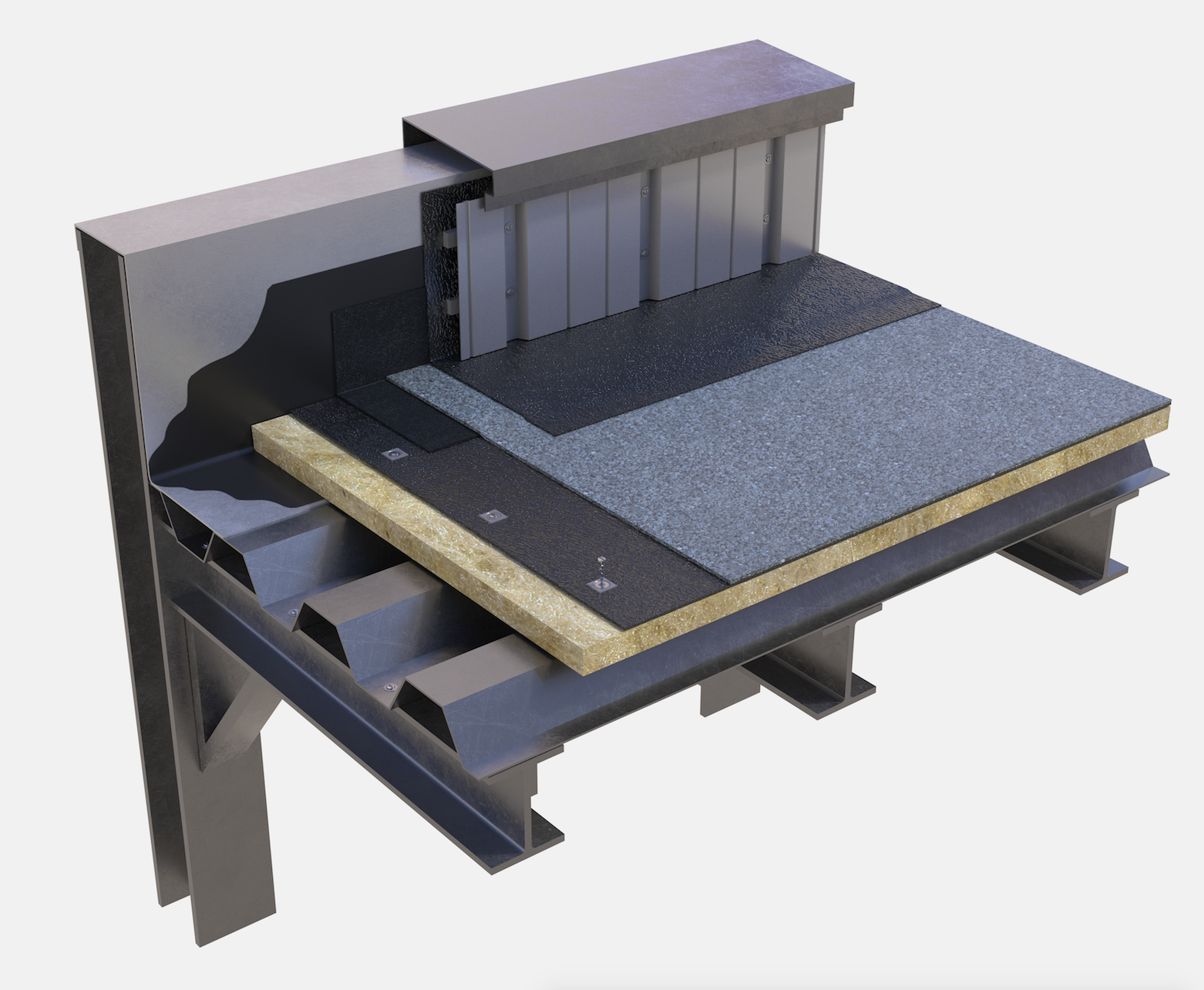 Cubierta no transitable sobre deck metálico con aislamiento
